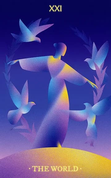 The World tarot card — blurred background for WooMoo app download